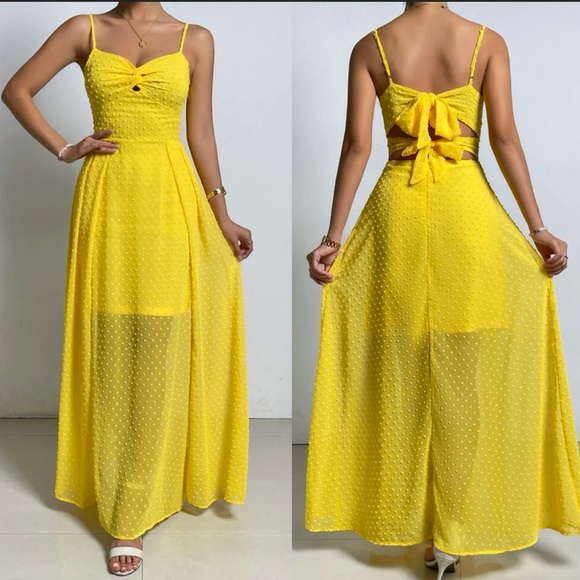 Boho Swiss dot twist front tie back cami dress - Picture 6 of 16